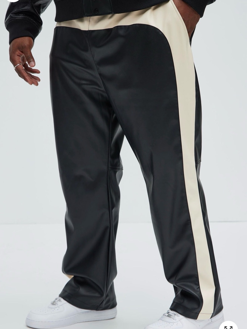 Men's fashion nova plus size black Faux-Leather straight leg pants size 3XL